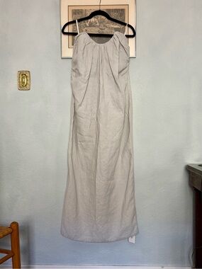 CO Strapless Linen Pleat Detail Dress